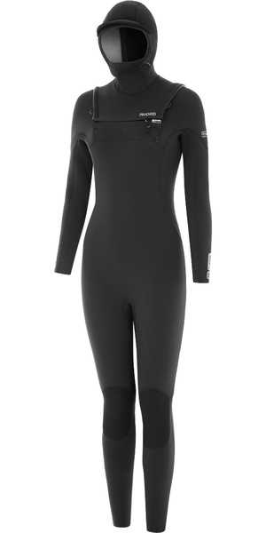 2025 Nyord Womens Solu Yulex 6/5/4mm Hooded Chest Zip Wetsuit SOLW654HD001 - Black